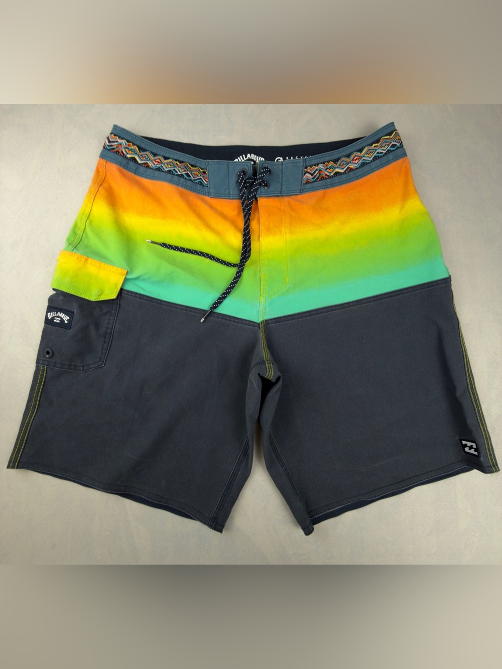 Billabong Men’s Sunset Gradient Boardshorts - Orange/Yellow/Green/Blue